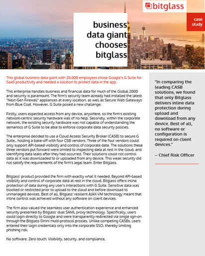 Financial Services Giant Secures G Suite with Bitglass Next-Gen CASB