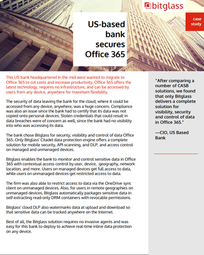 Bitglass CASB Secures Office 365 for Midwest Bank